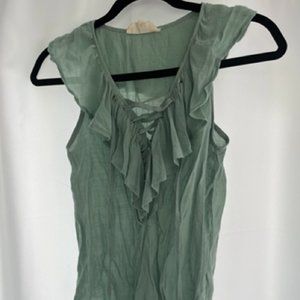 Sweet Wanderer Ruffle, Lace up Top